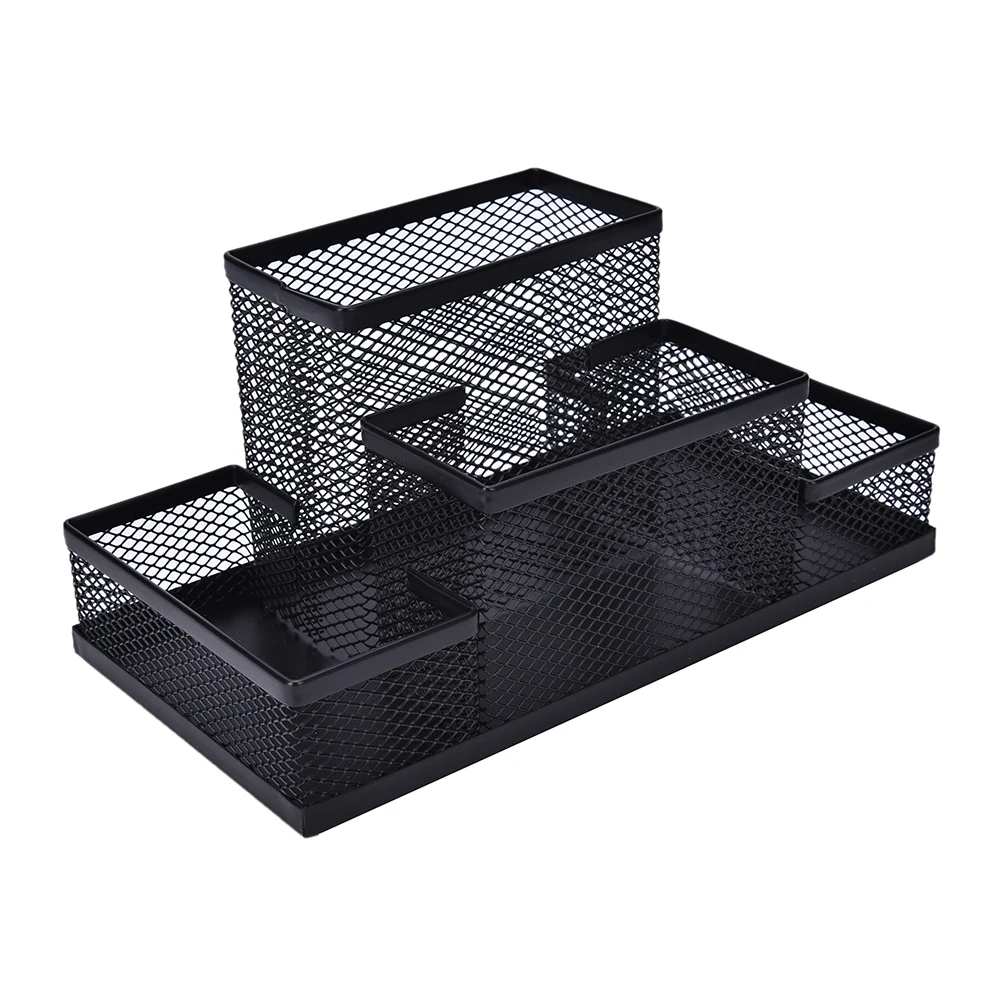 Imagem -04 - Malha de Metal Doos Caneta Potloden Houder Case Multi-funcional Mesa Briefpapier Organizador de Escritório em Casa Material Escolar Novo 1pc Preto