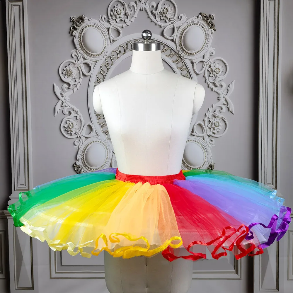 E JUE SHUNG Ballet Skirt Underskirt Ball Gown Short Dress Cosplay Petticoat Three Bones Puffy Lolita Rockabilly Crinoline