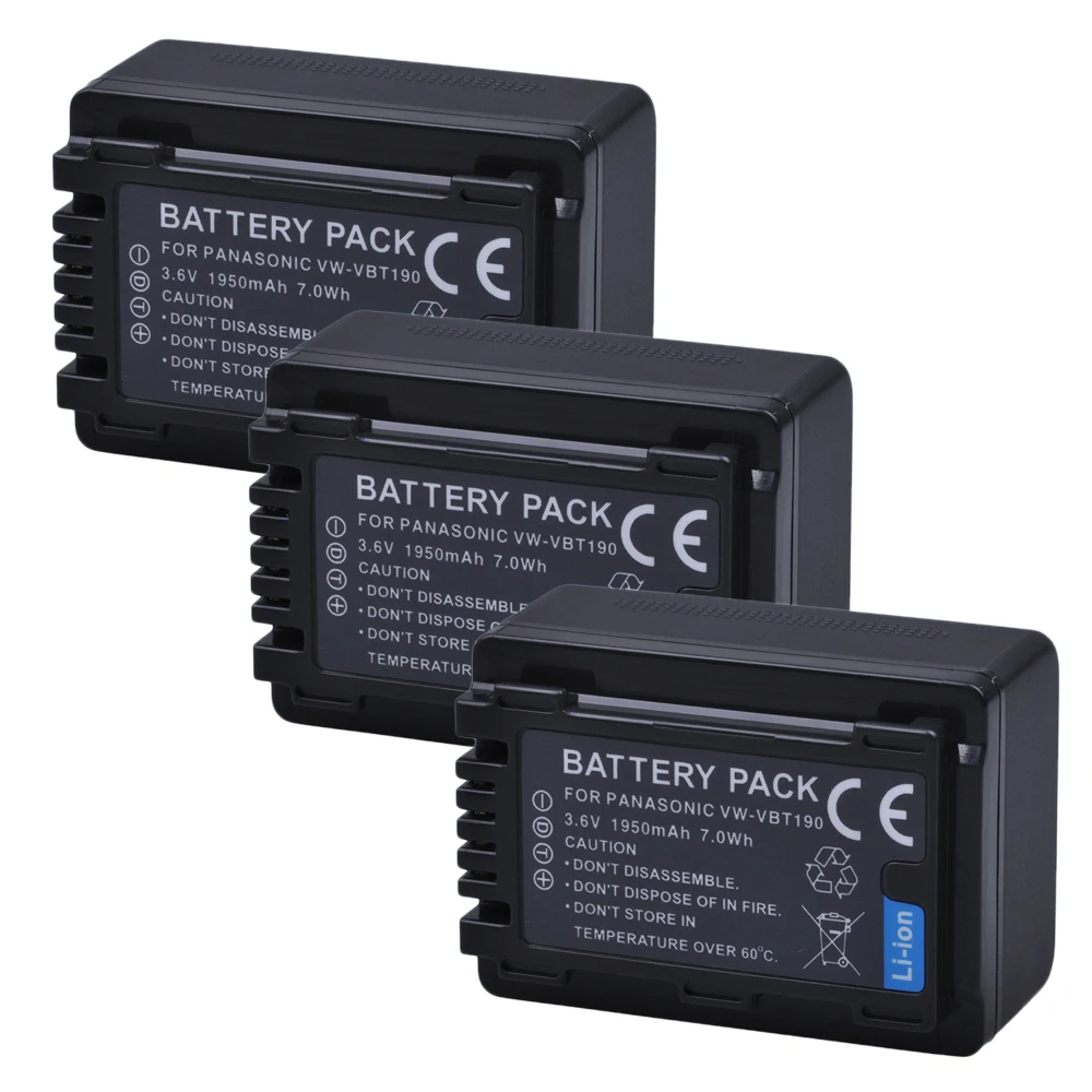 VW-VBT190 VBT190 Batteries for Panasonic HC-V800K, HC-VX1K, HC-WXF1K, HCV520, HC-V550, HCV710, HCV720, HC-V750, HC-V770