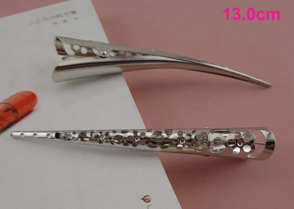 11.0cm 12.0cm 13.0cm silver metal beak clips for womens filigree flower large hair clip Heart hairpins for hairdressing salon