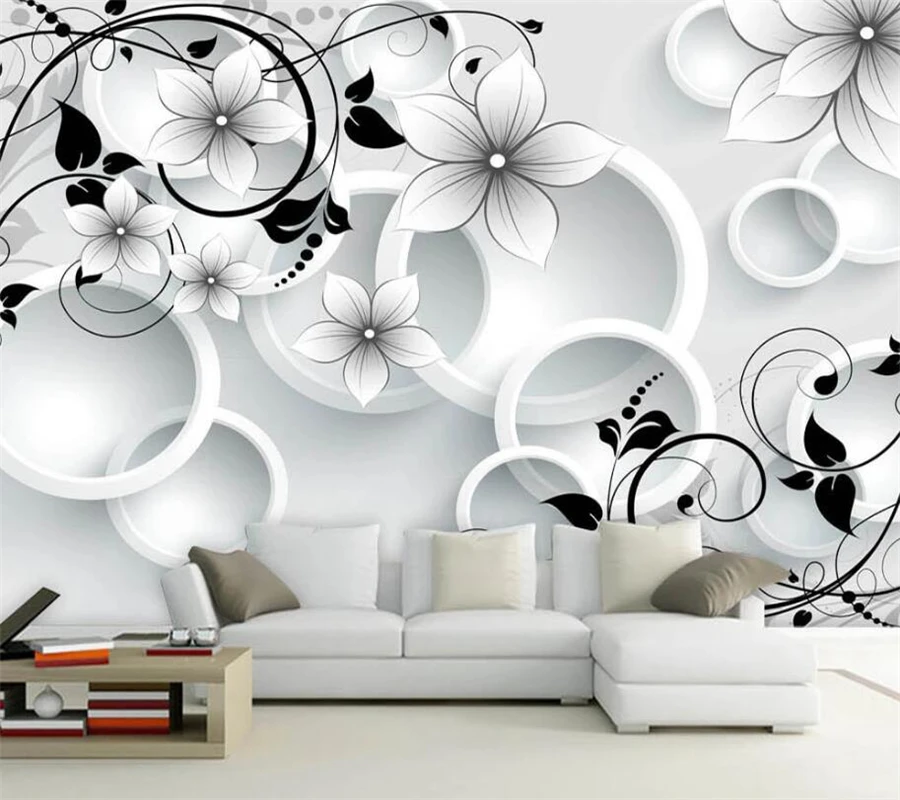 

Custom wallpaper 3D stereo mural living room bedroom circle five petal flower TV background wall paper Papel de parede 3d обои