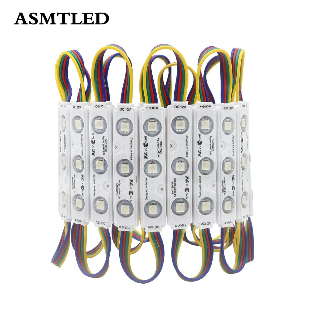 

Светодиодный модуль SMD 5050 с 3 светодиодами для инъекций, 12 В, с линзами, водонепроницаемый, IP67, 0,5 Вт, RGB, светодиодная вывеска, магазин, канал Sanner, буквы 20 шт./лот