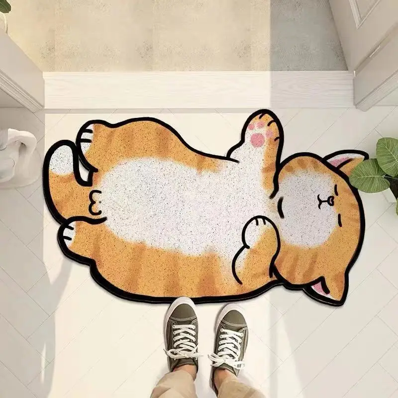 

Welcome Cartoon Sand Scraping Bath Mats Door Entrance Doormat Hallway Non-slip Rug Dust Removal Carpet Wire Loop Footpad Bathmat