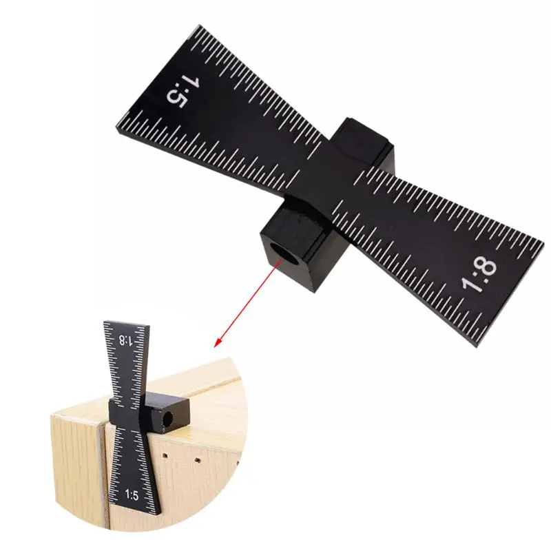 Swallow Tail Dovetail Marker Aluminum Alloy Hand Cut Wood Joints Meter Guide Tool with Scale Template Size 1: 5 and 1: 8