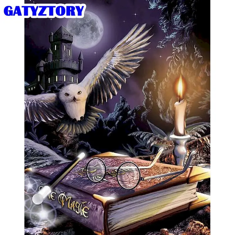 

GATYZTORY Night Owl Animal Photo By Numbers Kits For Adults Diy Framed Oil Painting By Number Home Decoration Wall Art Picture