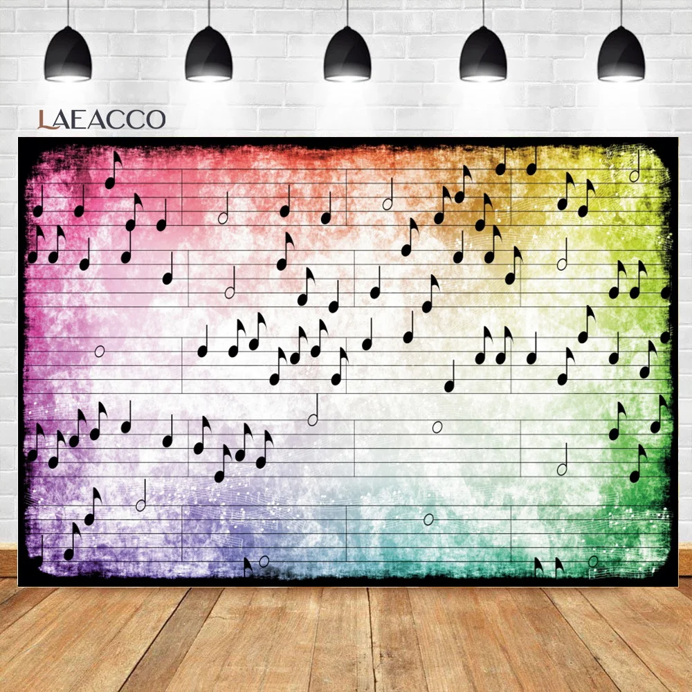 Laeacco Music Theme Party Photophone Notes Light Spots Birthday Photography Backgrounds Photographic Backdrops For Photo Studio