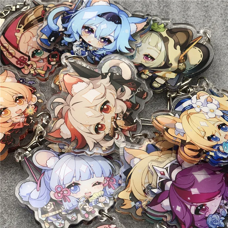 Genshin Impact Kaedehara Kazuha Yoimiya Kamisato Ayaka Keychain Accessories Key Chain Pendant Cartoon Badge