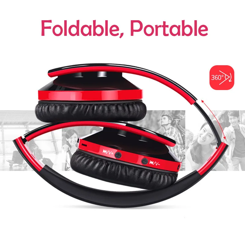 Novo portátil sem fio fones de ouvido bluetooth estéreo dobrável fone de áudio mp3 ajustável dobrável com microfone para a música