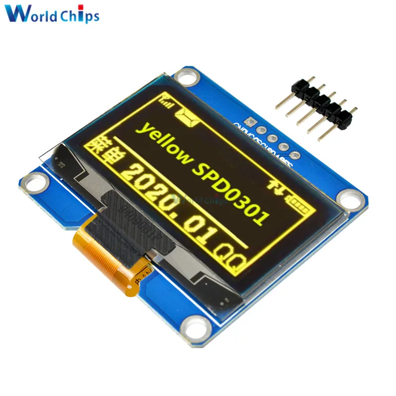 IPS 1.54 inch 5Pin 128x64 OLED Screen Display Module SPI Interface SPD0301 Driver IC Adapter Board White Blue Yellow for arduino