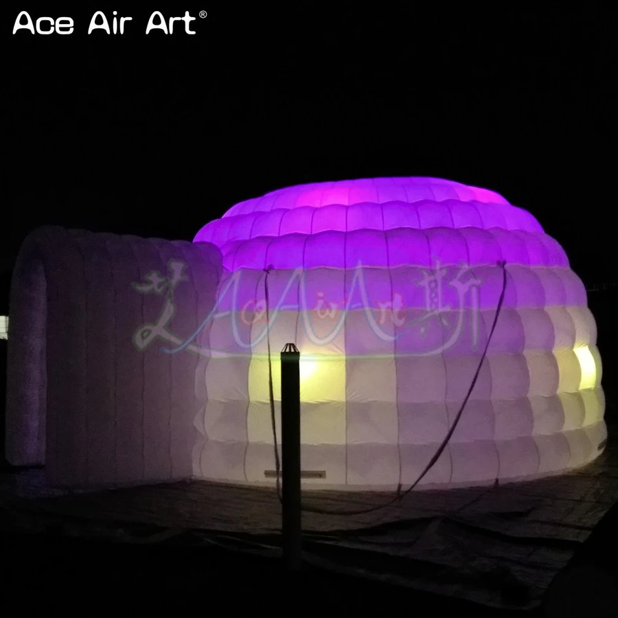 Grande tente igloo gonflable colorée à LED, Script lumineux, chapiteau, station de fête pour salons commerciaux