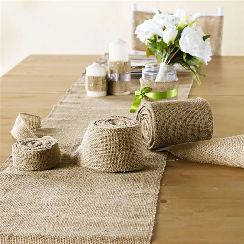 Natural Burlap Roll Linen Decorative Roll Fabric Decorative Roll Party Ornaments For DIY Bag Material Wedding Party Decorative