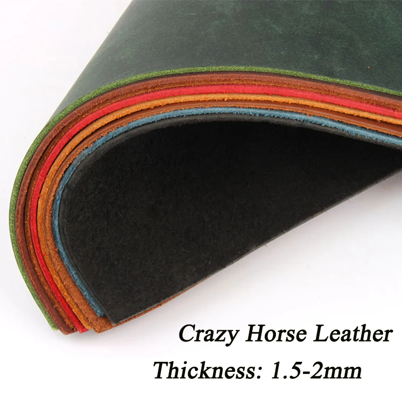 Natural Cow Skin Leather for DIY, Crazy Horse Leather Craft, Belt, Wallet, Bag, Shoes, Notebook, 1.5-2.0mm