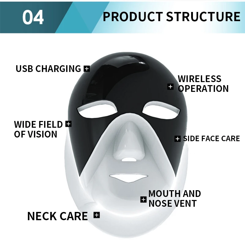 Ricarica Wireless LED beauty mask Home touch photon strumento di ringiovanimento della pelle strumento di bellezza rosso e blu