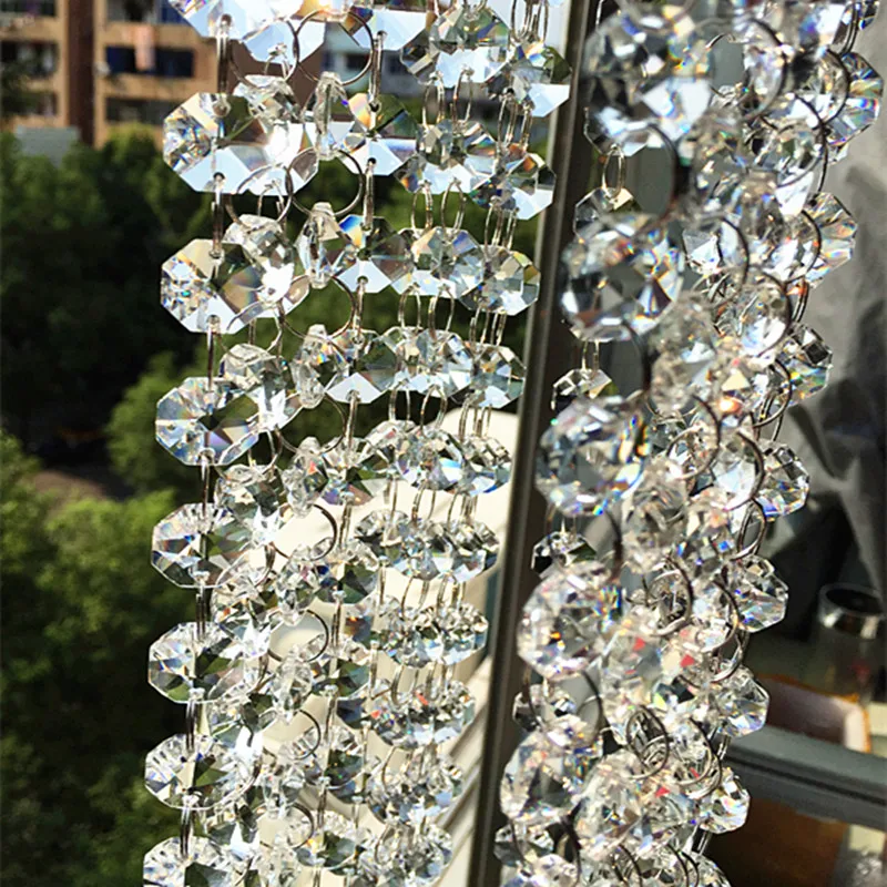 Perles octogonales en cristal clair, 2 trous, guirxiété, décoration de table de mariage, bricolage, accessoires Suncatcher, types de qualité