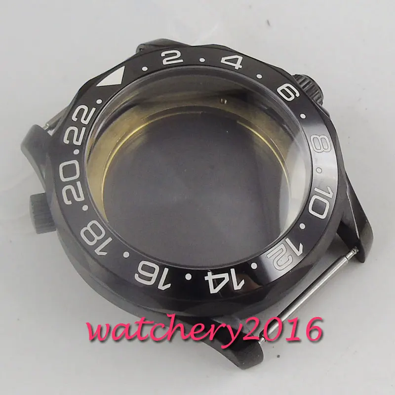 

41mm PVD Coated Watch Case black Ceremic Bezel Fit for MIYOTA 8215 Automatic Movement