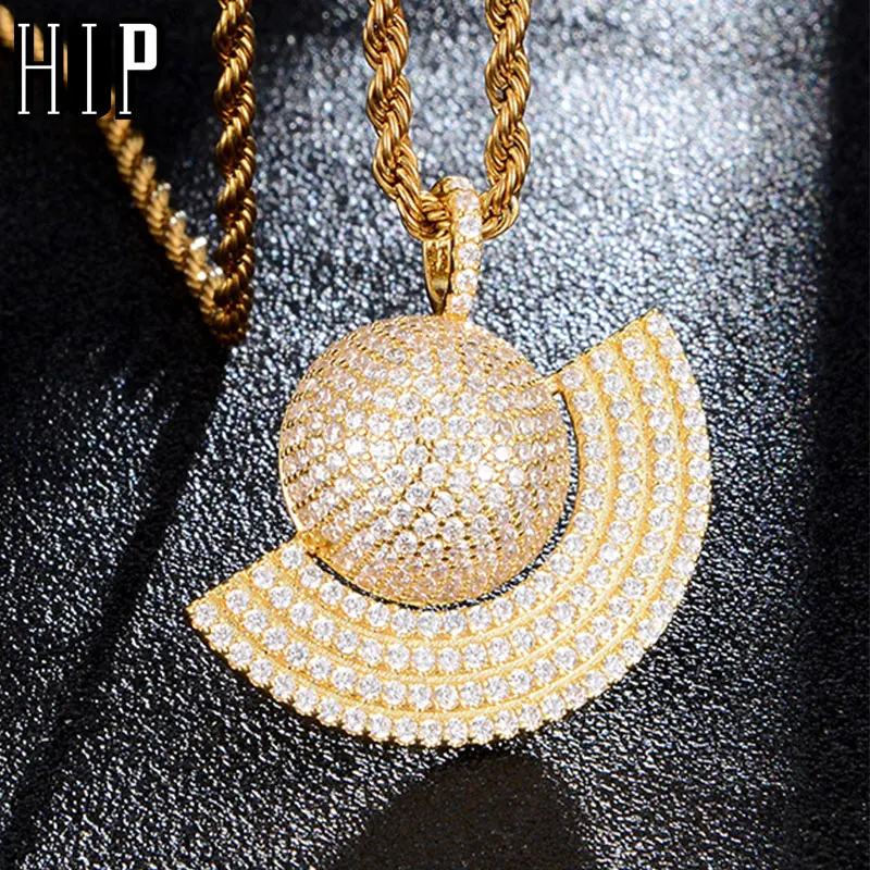 Hip Hop Bling CZ Earth Planet Iced Out Cubic Zircon Necklaces & Pendants For Men Jewelry Charm Tennis Chain