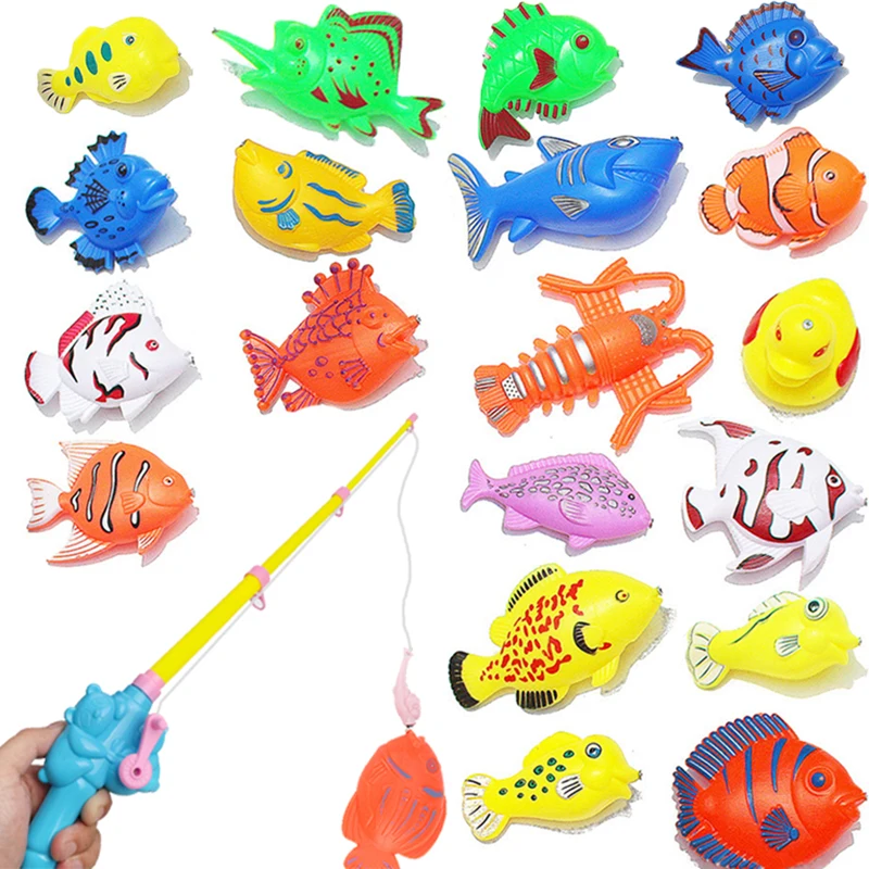 Children Bathtub Magnetic Fishing Toy Swimming Bathing Pool Water Floating Fish Toy Parent-child Interactive Toys Game Baby Toys