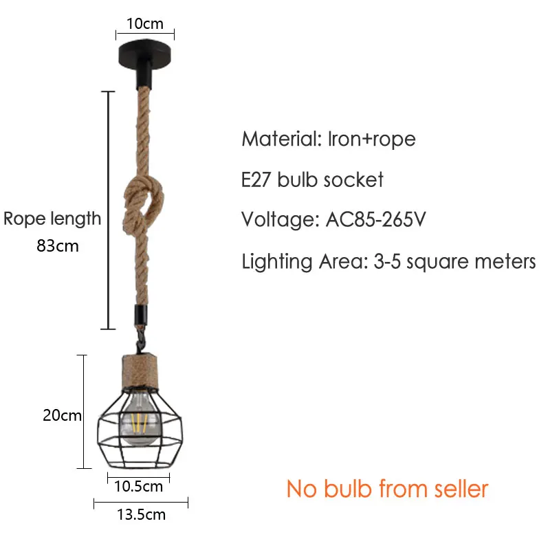 Imagem -05 - Lâmpada Pendente da Corda do Cânhamo do Vintage Indústria Lustre do Sótão Corredor Barra Sala de Jantar Restaurante Café Droplight Claro