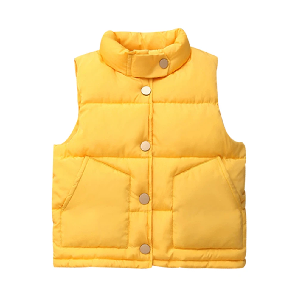 Mudkingdom Kids Puffer Vest Baby Warm Winter Waistcoat Jacket Light Solid Sleeveless Button Coat Toddler Children Autumn Clothes