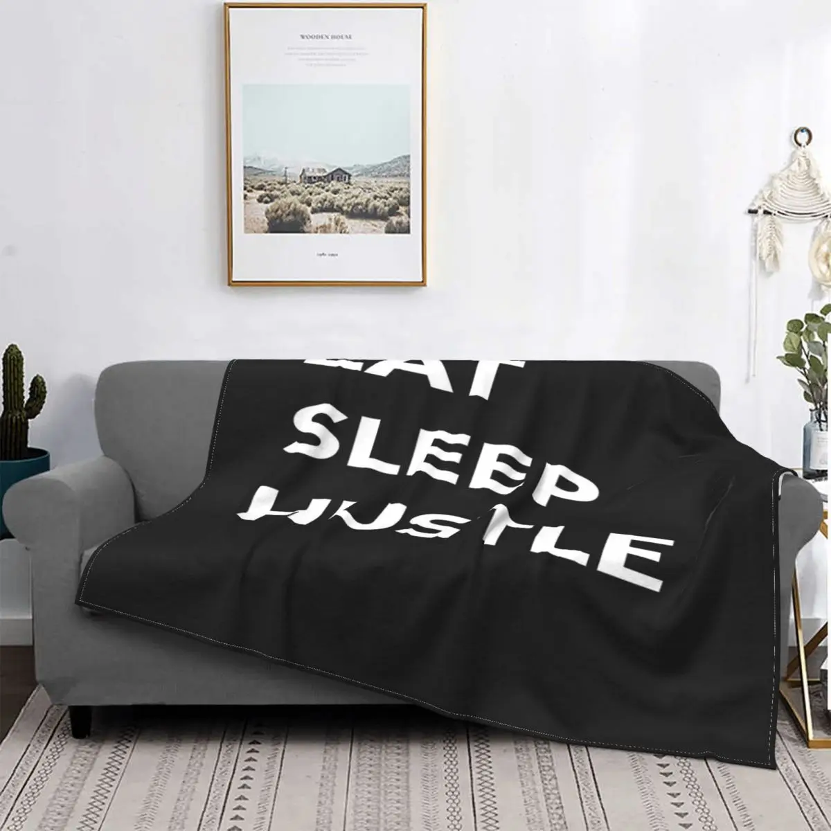 Eat Sleep Hustle-Manta de diseño de camisa de gimnasio, colcha de cama a cuadros, cubierta de playa, manta con capucha, colchas