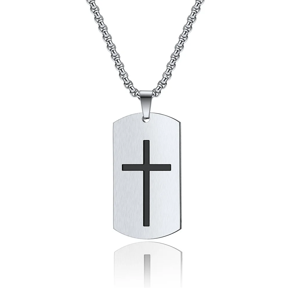 

Megin D Stainless Steel Titanium Cross Vintage Badge Pendant Collar Chains Necklace for Men Women Couple Gift Jewelry Hip Hop