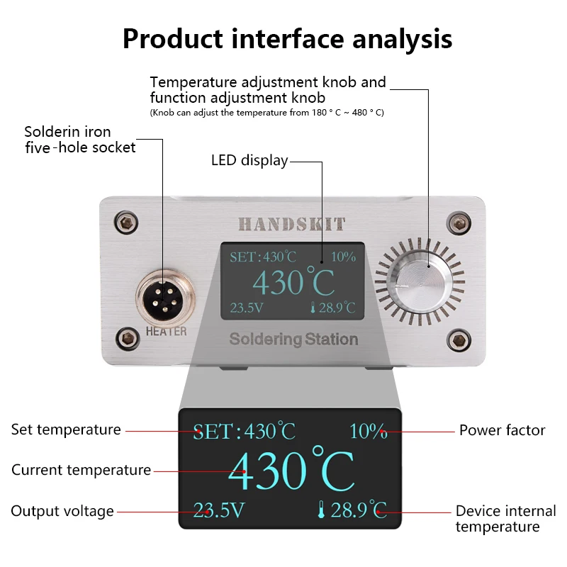 T12 Soldering Station STM32 2.1S 5Pin OLED 1.3 Display Adjustable Temperature Digital Electronic With Soldering Tips Welding