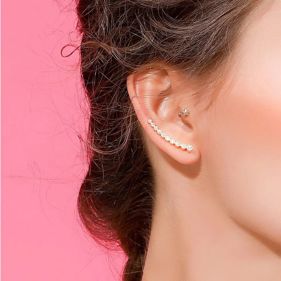 2018 bling AAA cyrkonia iskrzenie promocja od fabryki długi bigiel wspinacz cz 925 srebro kobiety długie kolczyki