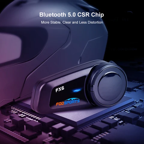 Fodsports FX6 Helmet Bluetooth Intercom BT 5.0 Interphone Мотоциклетный шлем Bluetooth-гарнитура Intercomunicador с FM-радио, поддержка 6 всадников, говорящих одновременно