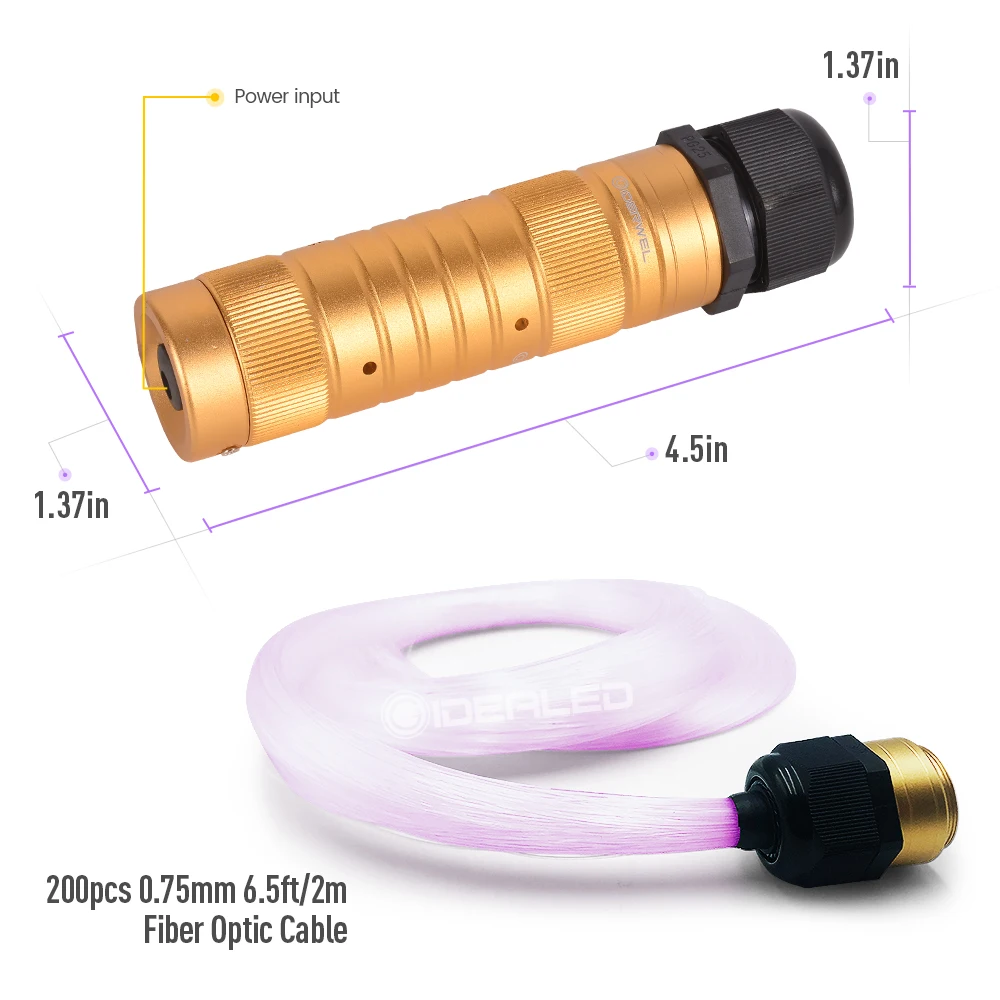 자동차 광섬유 조명 0.75mm 스마트 폰 앱 RF 제어 DC12V RGBW 별이 빛나는 하늘 천장 야간 조명 사용 가능, 자동차 장식