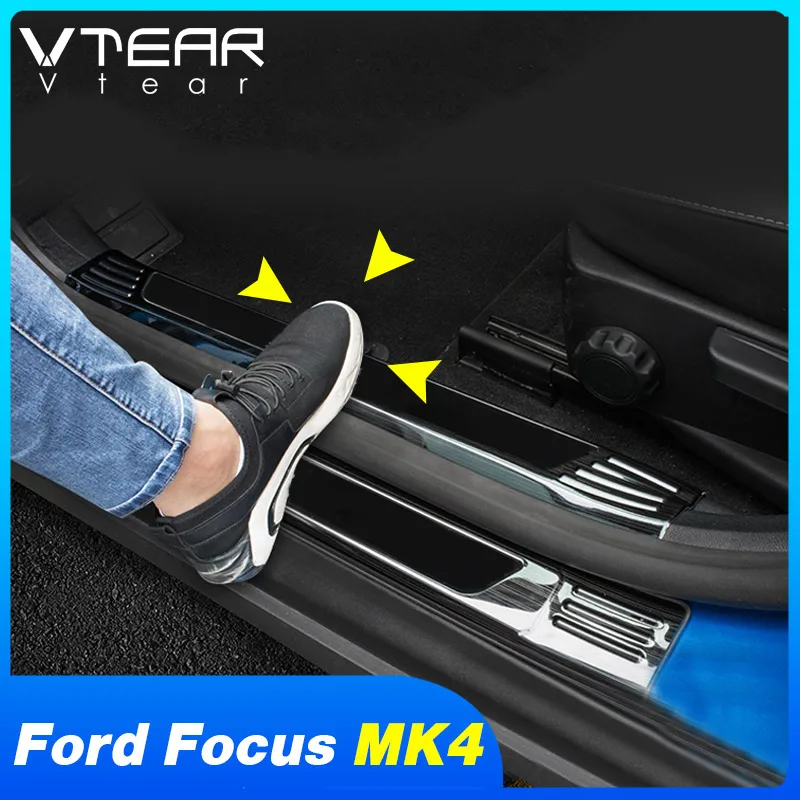 Vtear Car Door Sill Cover Stainless Steel Scuff Plates Guard Protector Interior Accessories Parts For Ford Focus Mk4 St Line