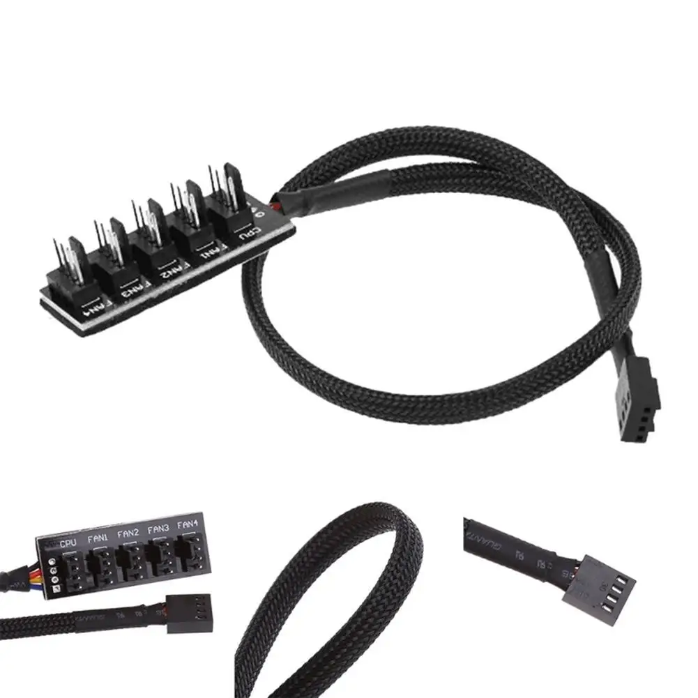 1 zu 5 4-Pin TX4 PWM CPU Lüfter Geflochtene Power Kabel Hub Splitter Adapter