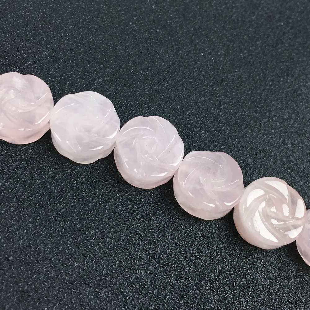 2 PCs Natural Crystal Rose Quartz Amethyst Jewelry Semi-precious Stone Loose Beads 6*14mm Double-sided Carved Rose Flower Shape