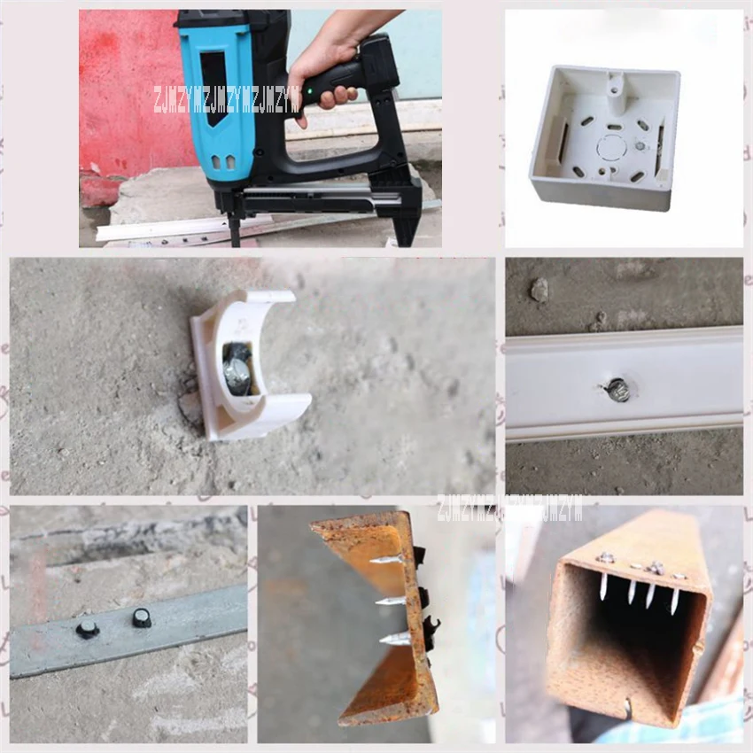 Pistola eléctrica de clavos GSN50 para puertas y ventanas, clavadora de hormigón, pistola de grapas de enmarcado inalámbrica l, ligera, portátil, con funda de plástico
