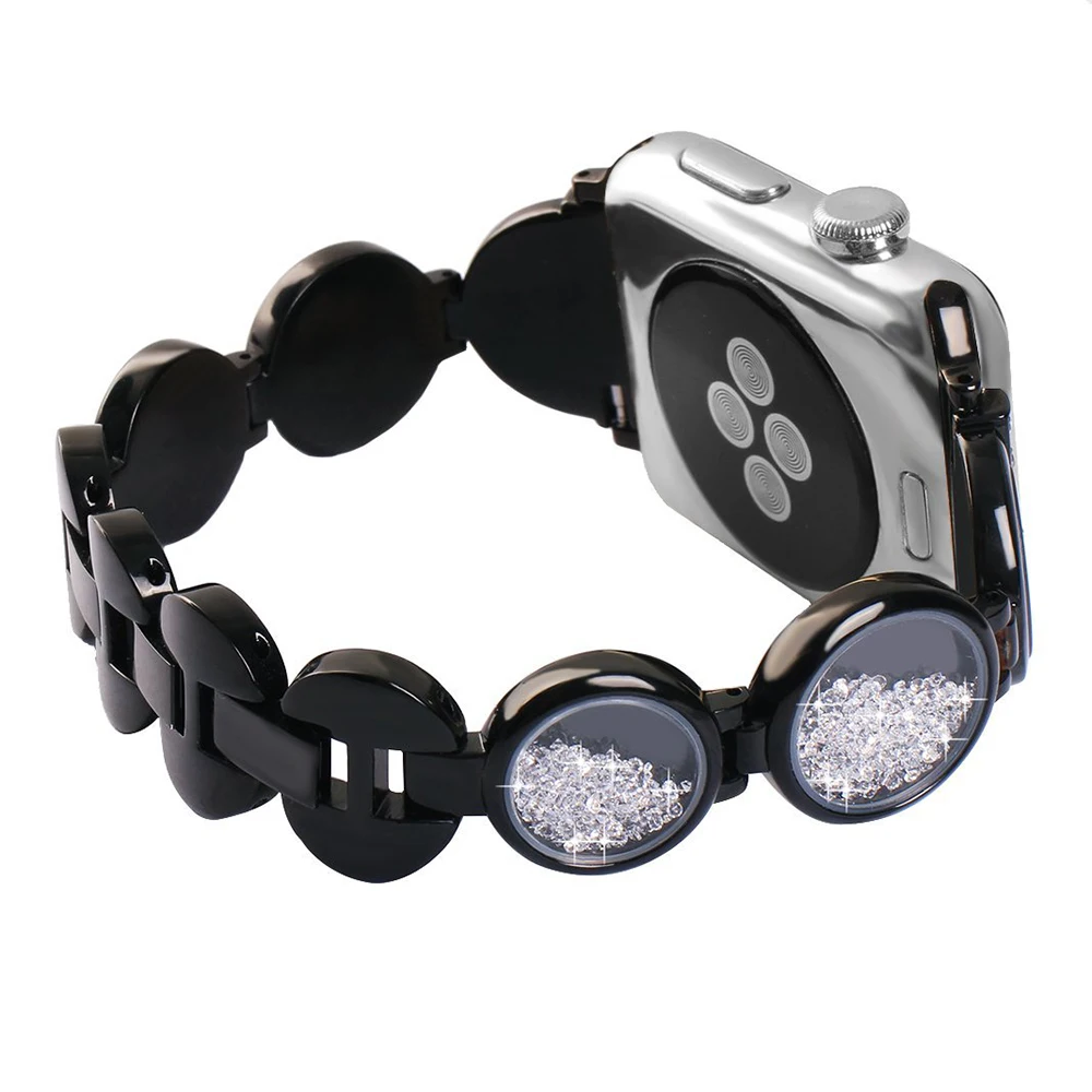 Luxury metal diamond strap for Apple watch 7 6 5 4 SE 44mm 40mm Quicksand bracelet strap for iwatch 3 2 1 stainless steel strap