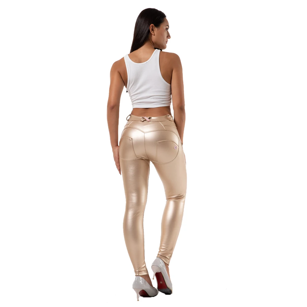 Shascullfites Melody Gym And Shaping Butt Lifting Leather Pants Women Workout Latex Leggings Gold Metallic Leather Pants