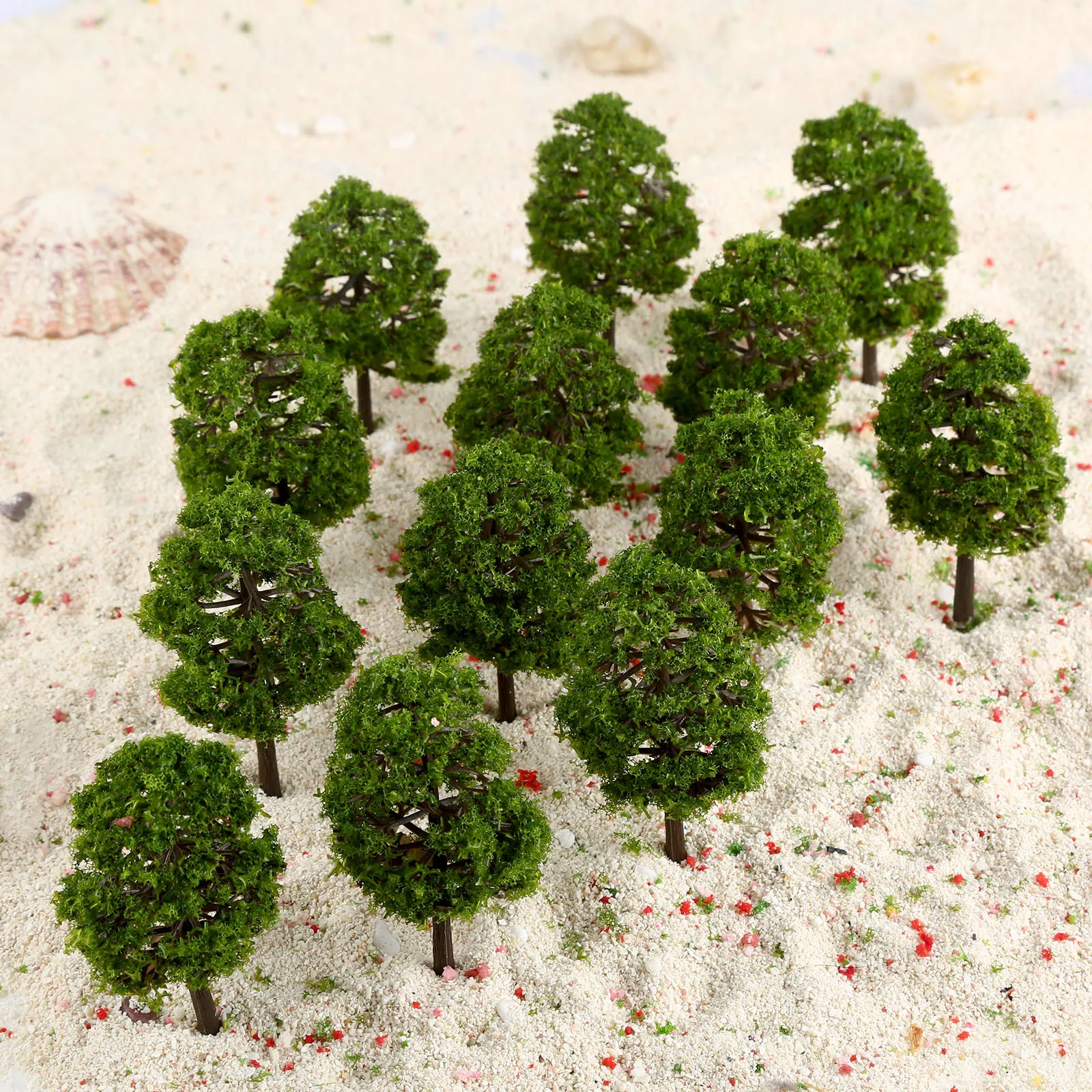 20Pcs 9cm Landscape Scenery Topiary Green Model Trees Railroad Train Diorama Layout Scenery 1/100 OO HO Scale Artificial Plants