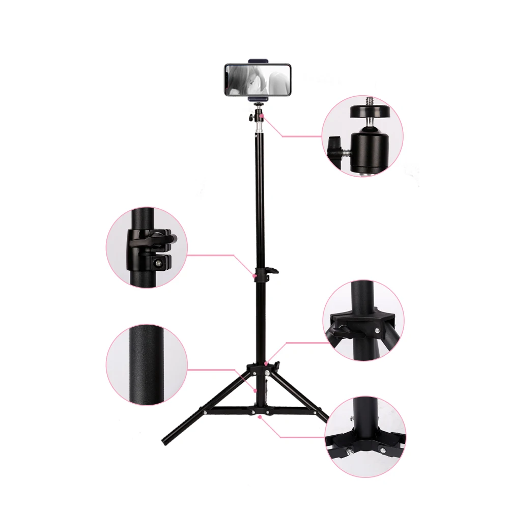 SH Photography Selfie Light Tripod Stand With 1/4 Screw Head Bluetooth-compatible Remote Phone Clip Portable For Photo Studio