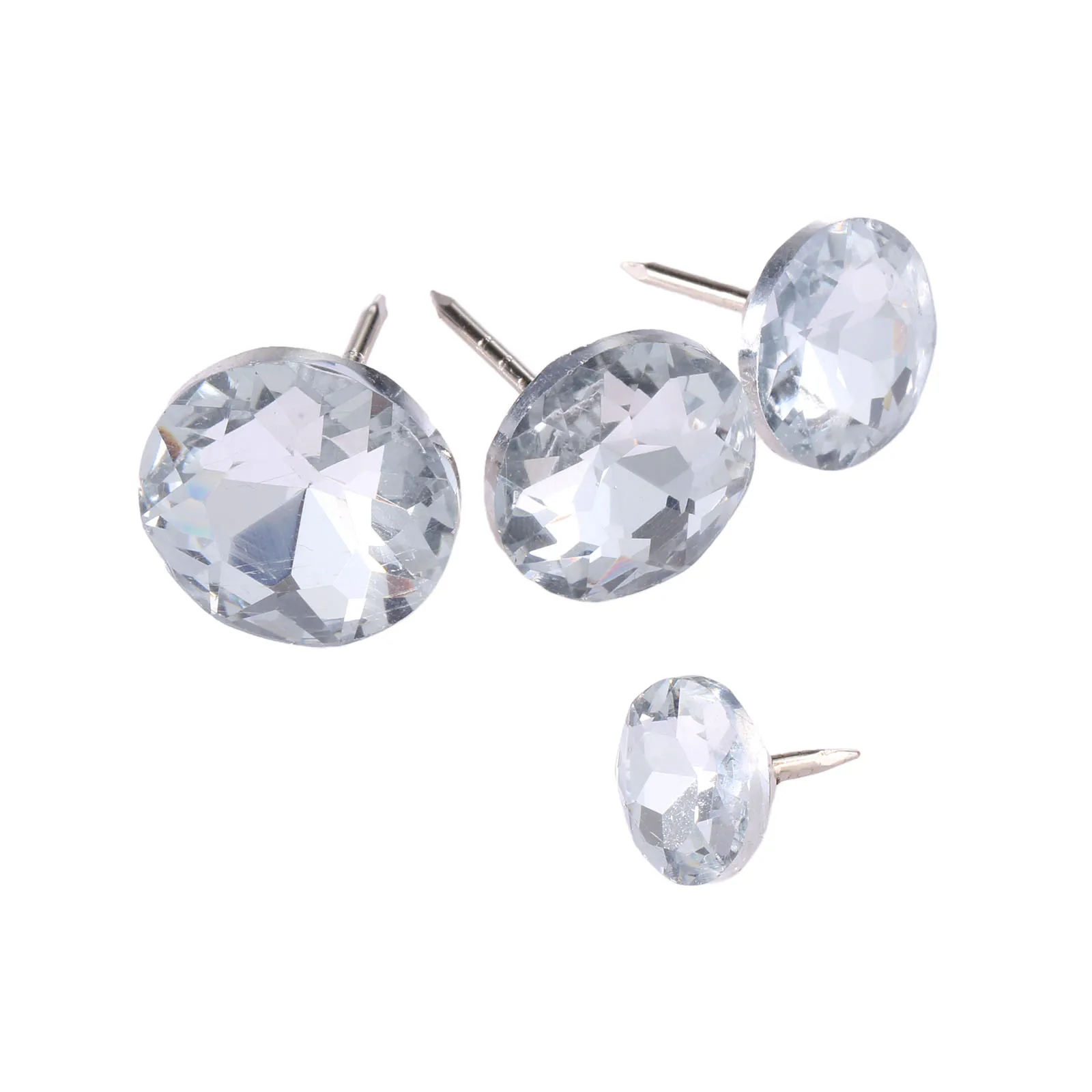 10Pcs 14/18/20/22mm Diameter Diamond Crystal Glass Upholstery Nails Button Tacks Studs Pins Craft Sofa Wall Furniture Decoration