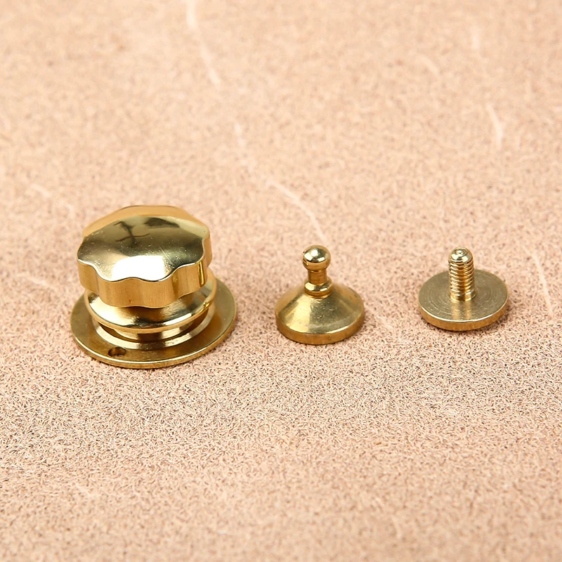 Solid Brass Bag Lock Spring Buckle Case Metal Insert Lock Round / Flower Head Decorate DIY Leather Craft Hardware