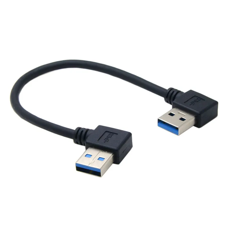 USB 3.0 Type A Male 90 Degree Left Angled to USB 3.0 A Type Right Angled Extension Cable