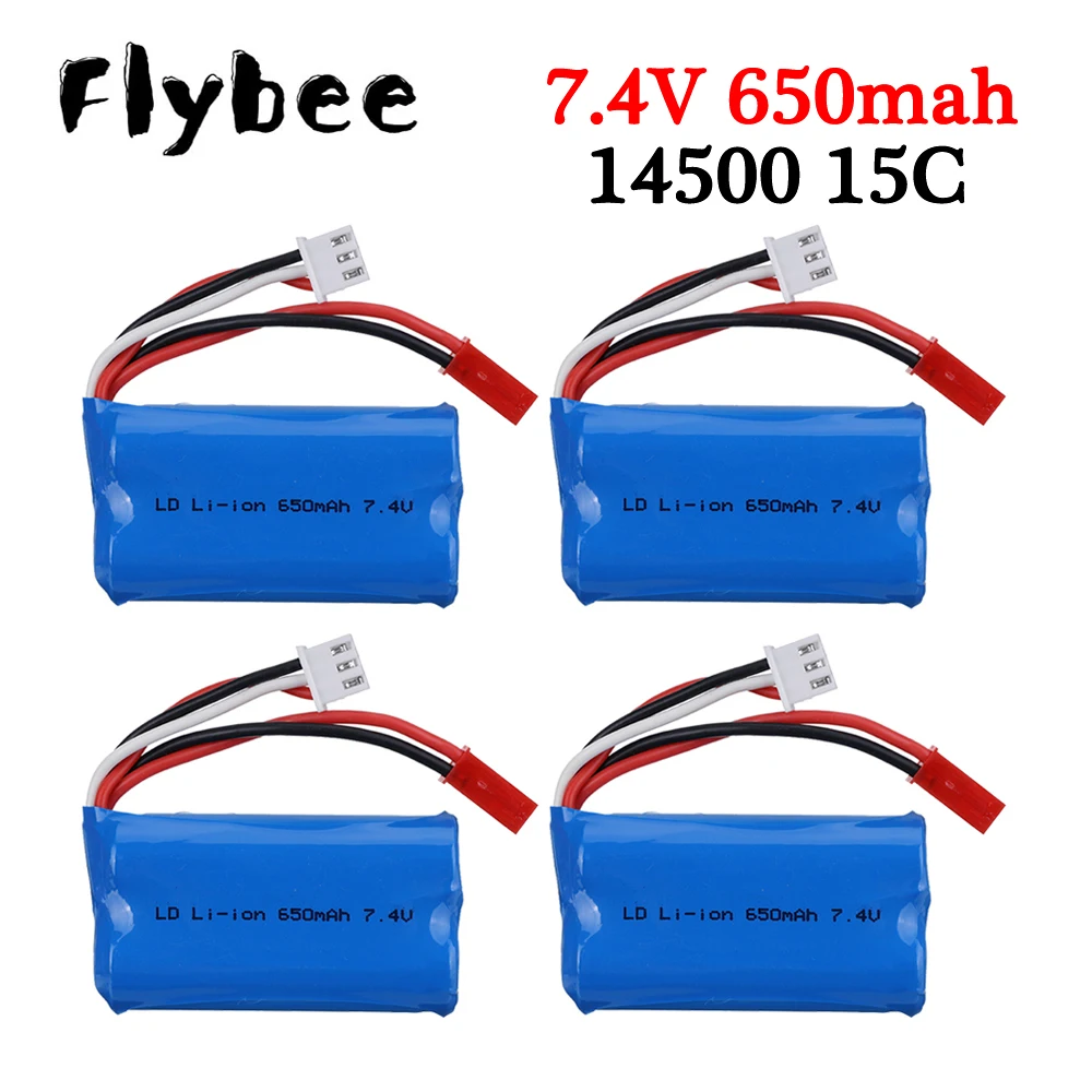 7.4v 650mah Li-ion battery For MN45 WPL D12 RC Car Trucks Speedboat 14500 2S 7.4v Lipo Battery For FX059 F1 Syma RC Toys Boats