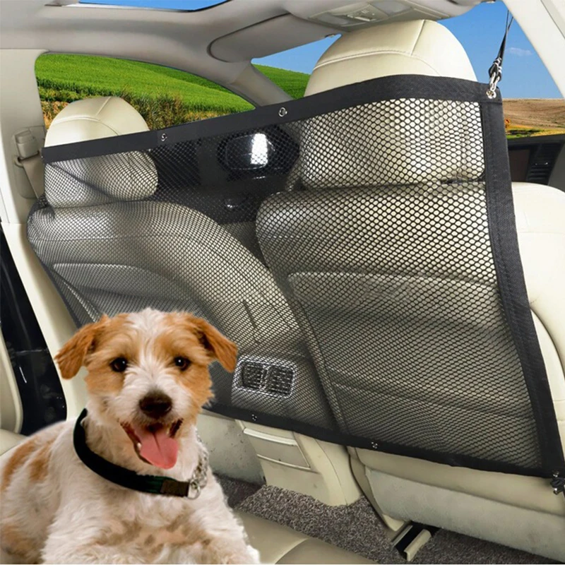 Car Pet Isolation Net Travel Fence Safety Protection Net Rear Seat Anti-Scratch Barrier Universal For Cats And Dogs