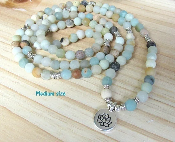 Amazonite Mala 108 beads, Mala Bracelet or Necklace Buddhist Rosary Prayer beads