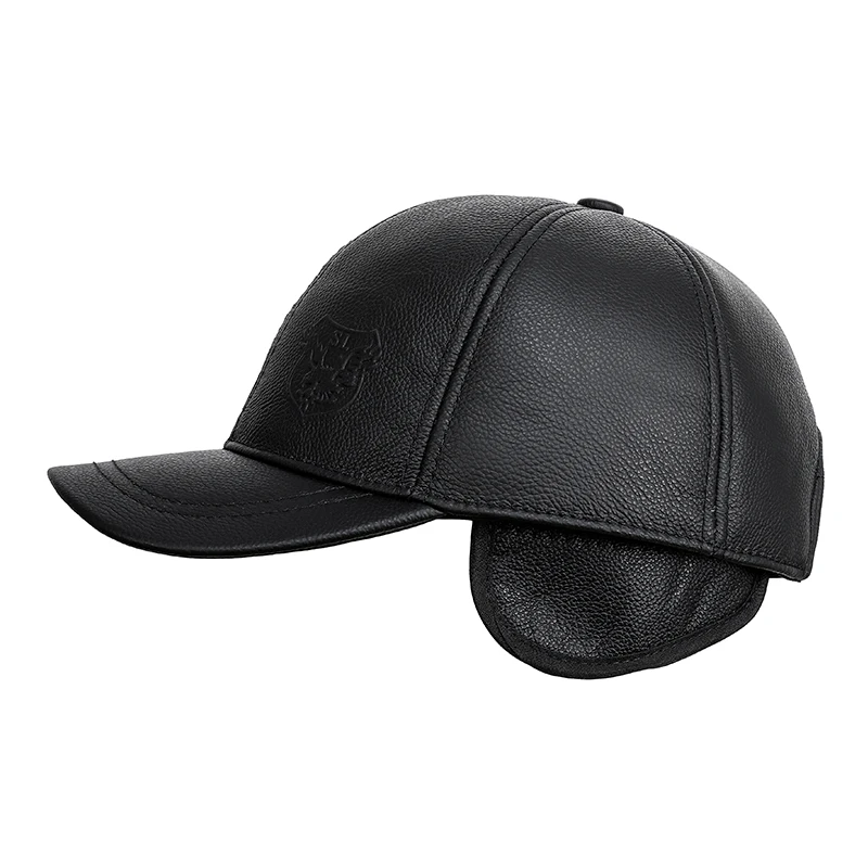 2023 Winter Male Genuine Leather Eagle Print 56-60CM Black/Brown Baseball Caps For Man Casual Street Gf Gorras Dad Hat RY119