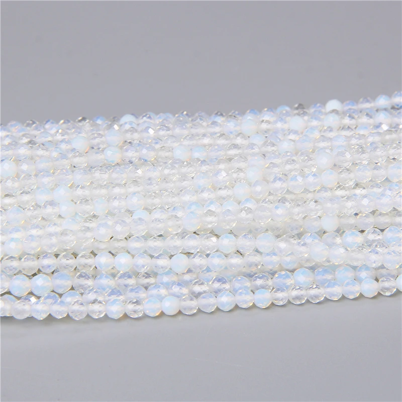 2/3/4MM Faceted Natural White Stone Opal Opalite Quartz Beads Beading For Bracelet Necklace Jewelry Making Accessories Wholesale