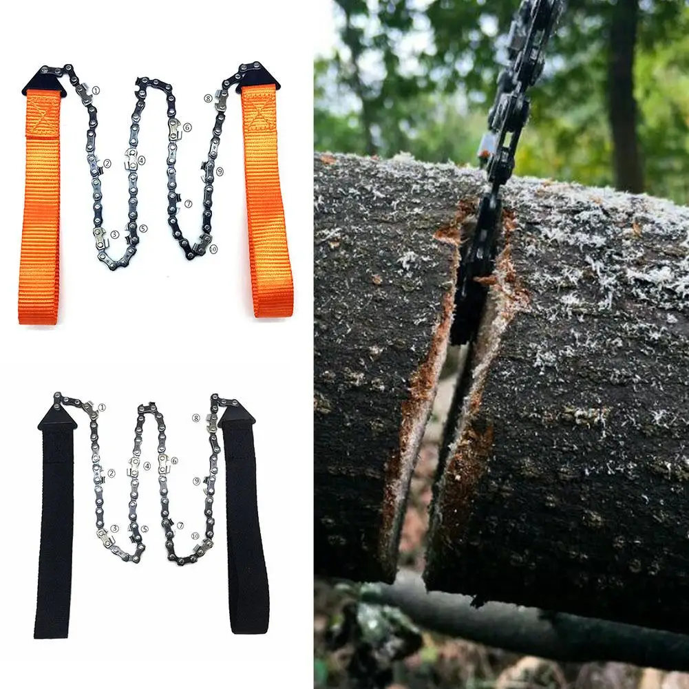 24 inch Pocket Hand Chainsaw Heavy duty Manganese Survival Wire Saw Camp Hike Outdoor Hunt Fish Tool Cut Cutter Wood Forest