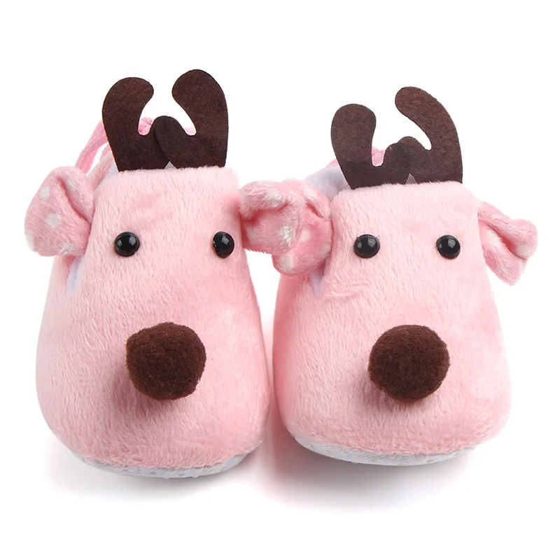 

New Toddler Newborn Baby Crawling Shoes Warm Winter Cotton Soft Anti-Slip Baby Christmas Deer Shoes Prewalker First Walker