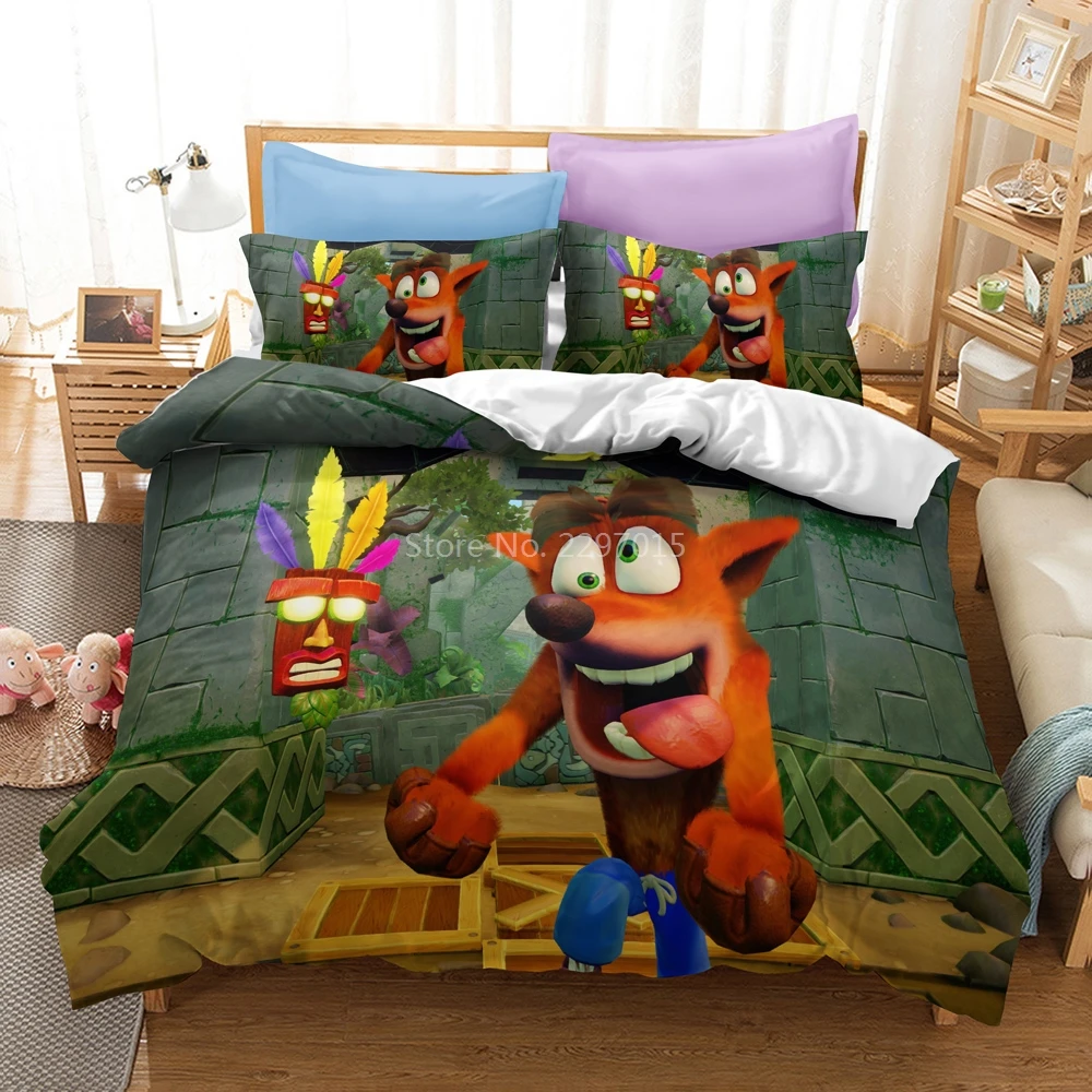 Hot Game Crash Bandicoot 3d Printed Bedding Set Duvet Cover Sets Pillowcase Twin Full Queen King Bedclothes Bed Linens Drop Ship