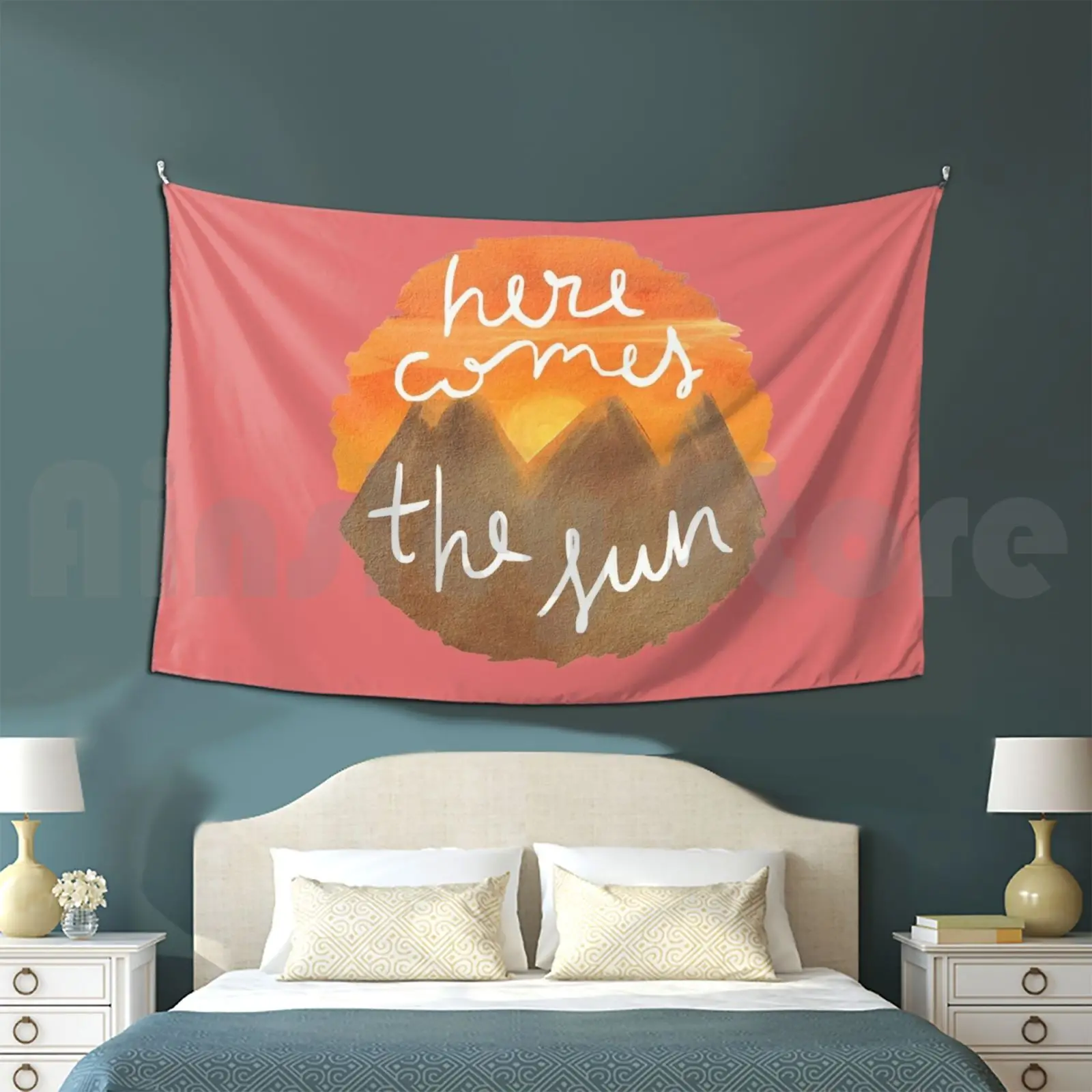 Here Comes The Sun Customized Tapestry Here Comes The Sun Sun Hope Quote Song Songs Lyrics Iconic Famous