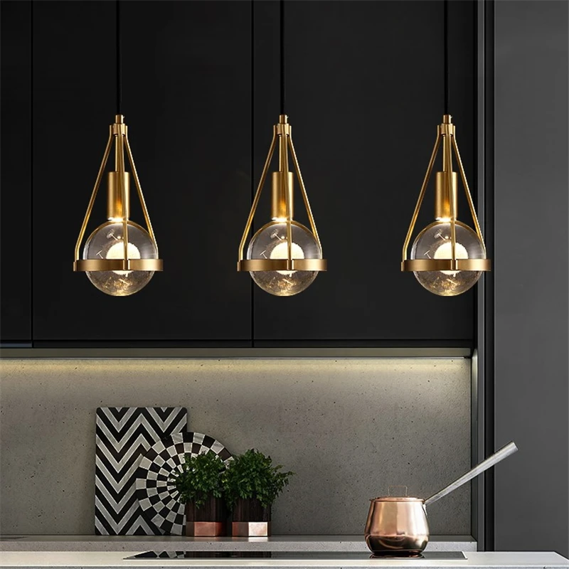 

Modern luxury Copper Crystal Pendant lights Restaurant bar Dining room Bedroom bedside dandelion Hanging lamp Lighting luminaire